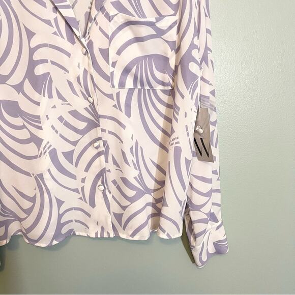 Worthington Nimbus Geo Collared Long Sleeve Button Down Shirt Top Medium NWT - Picture 8 of 11